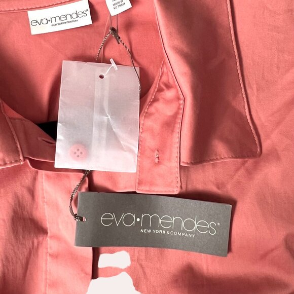 NWT Shirt Dress Eva Mendes NY&C Size XXL Coral Belted Button-Front Cotton Blend - Picture 5 of 16
